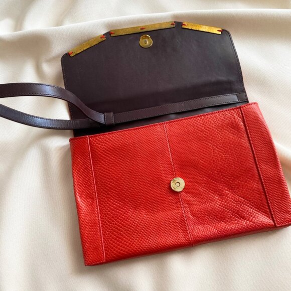 Lanvin Red Lizard Leather Miss Sartorial Wristlet/Clutch - Picture 7 of 14
